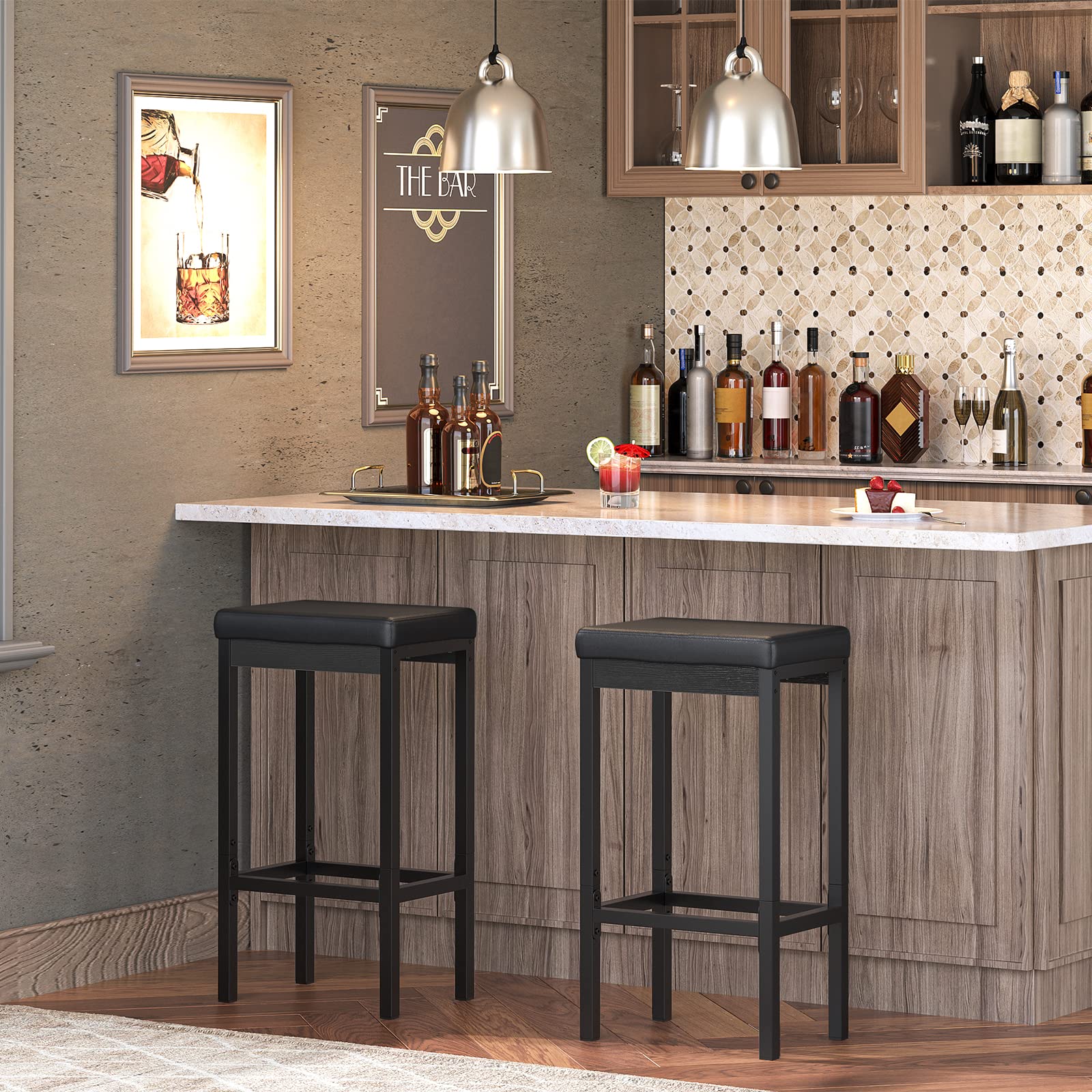 HOOBRO bar stools are easy to clean thanks to durable PU material.