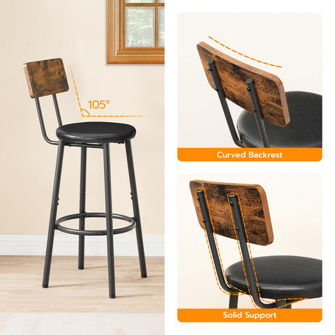 HOOBRO stools at kitchen island illustrate 26-inch seating height.