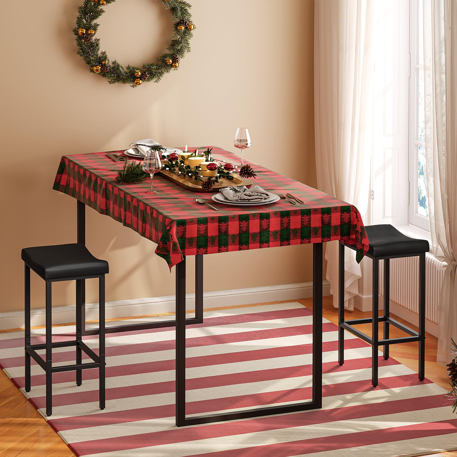 HOOBRO bar stools metal frame ensures strong stability