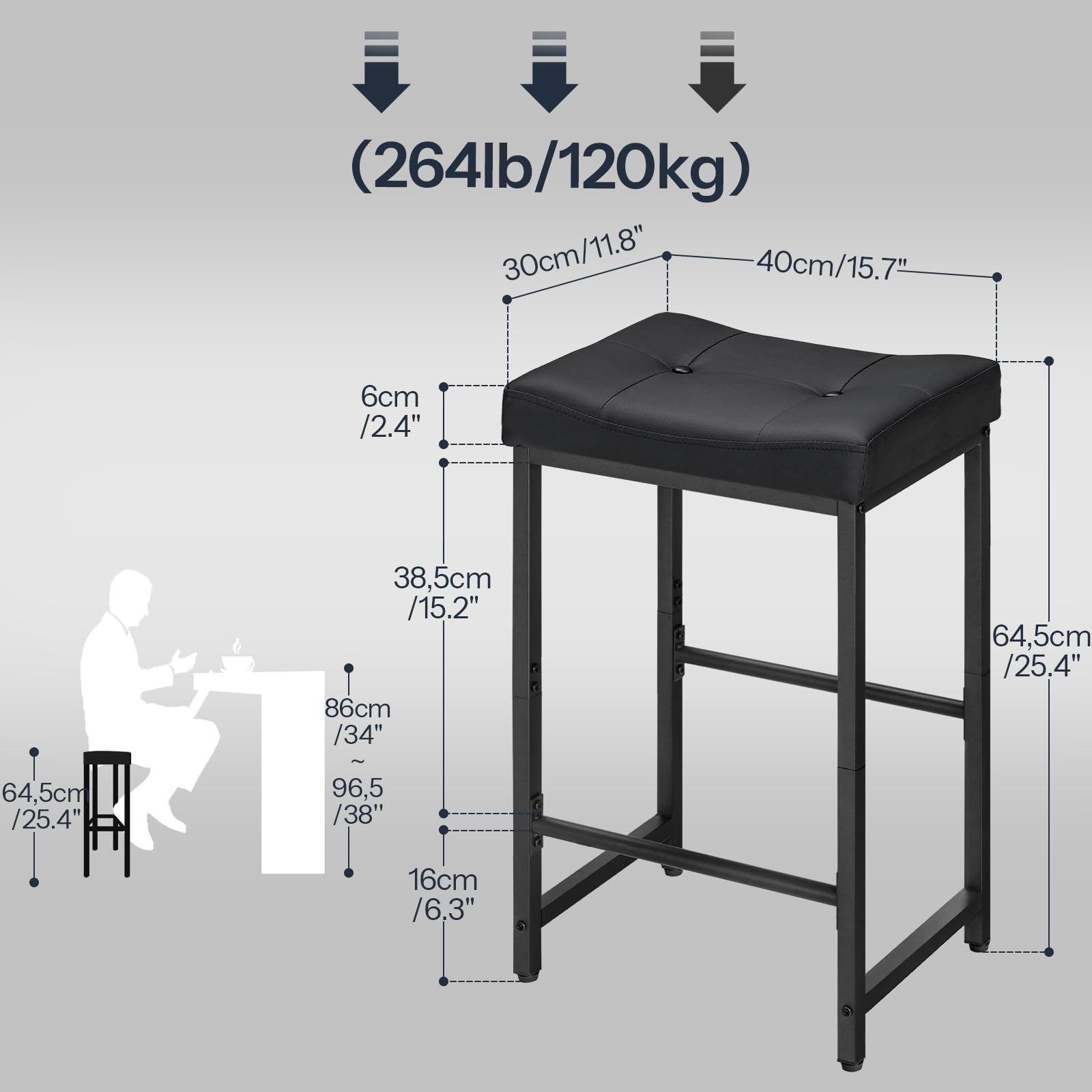 HOOBRO bar stools PU upholstery is easy to wipe clean