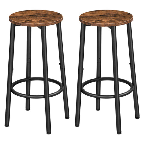 HOOBRO Bar Stools set of 2, front view at table, space-saving seating