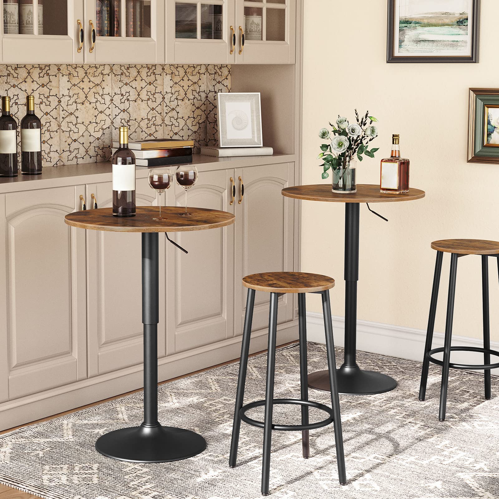 HOOBRO Bar Stools side view showing round seat and sturdy frame for daily use