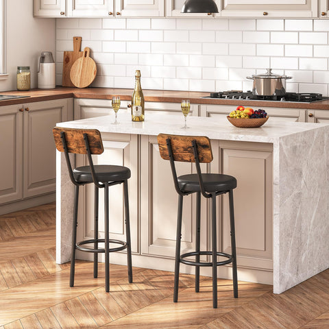 HOOBRO bar stools side view emphasizes sturdy legs and integrated footrest.