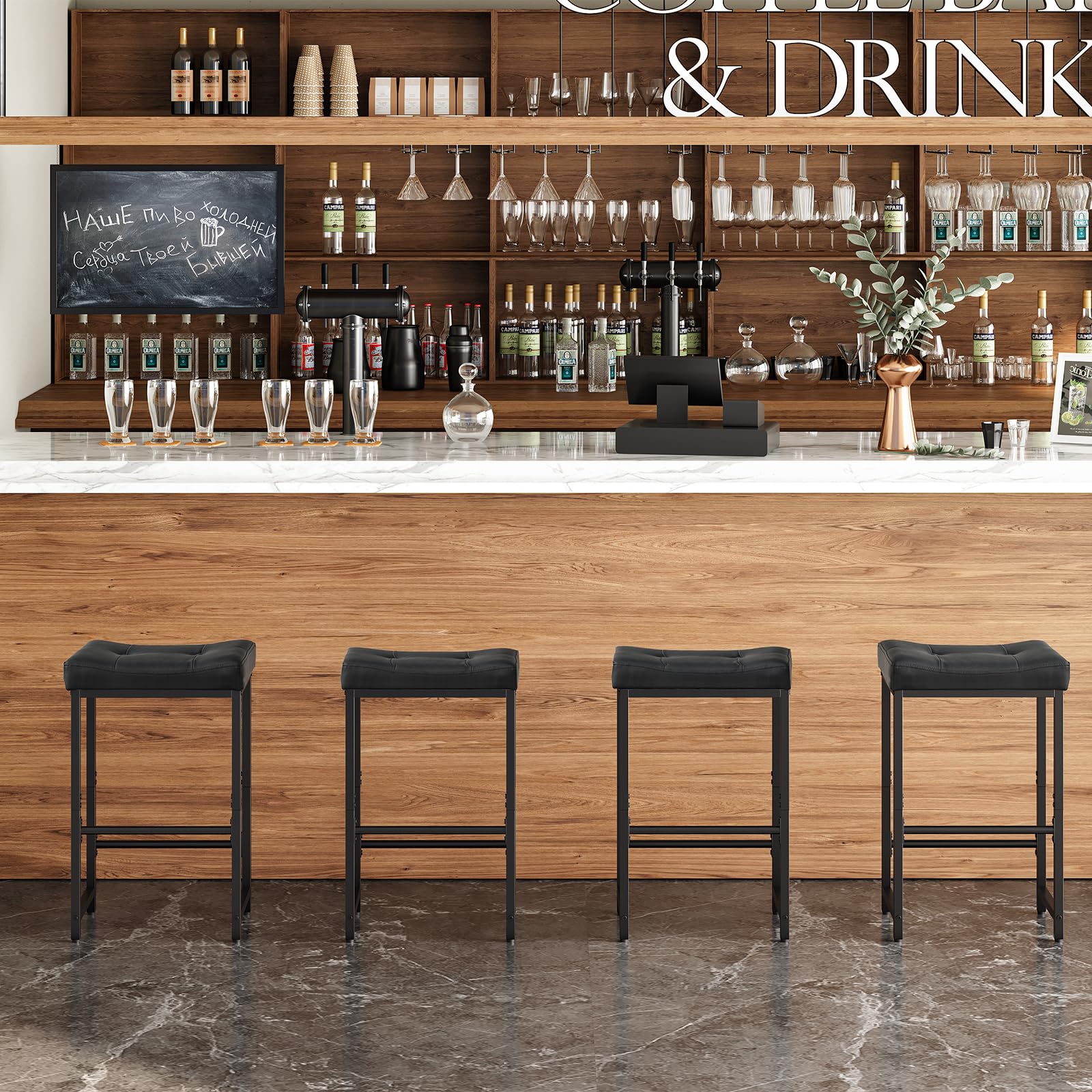 HOOBRO bar stools space-saving design for small kitchens and bars