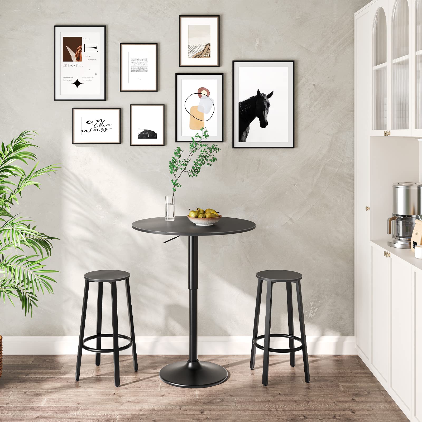 HOOBRO bar table height adjust from 27 to 35.4 inches for flexible seating.