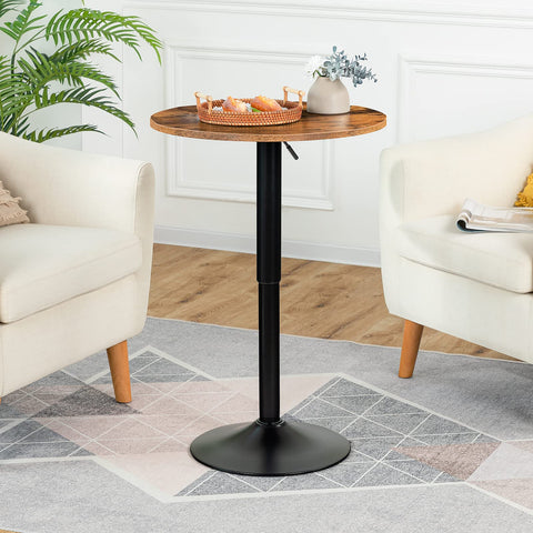 HOOBRO height-adjustable bar table showing adjustable range from 27 to 35.4 inches.