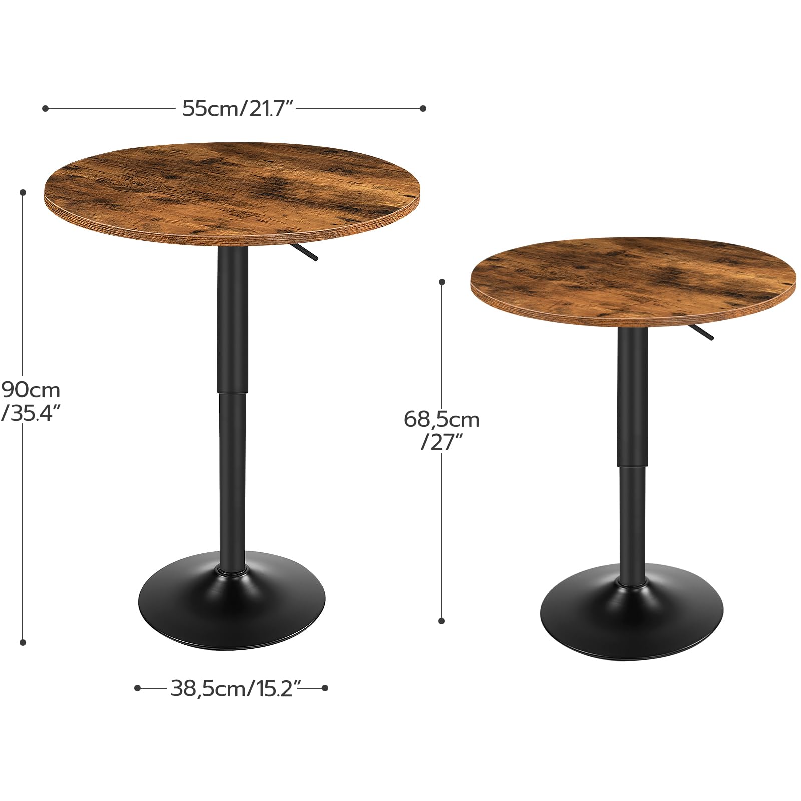 HOOBRO bar table sturdy base ensuring stable use on floors.