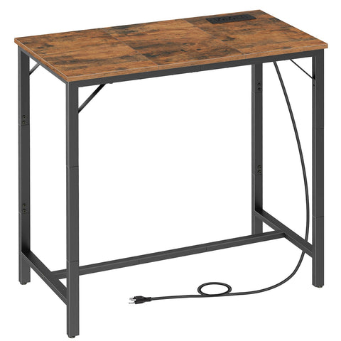 HOOBRO bar table with charging station, front view, keeps devices powered while you work.