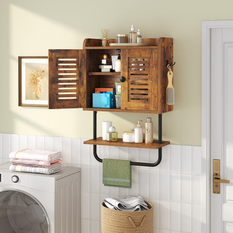 HOOBRO bathroom wall cabinet with adjustable shelf adapts to toiletries