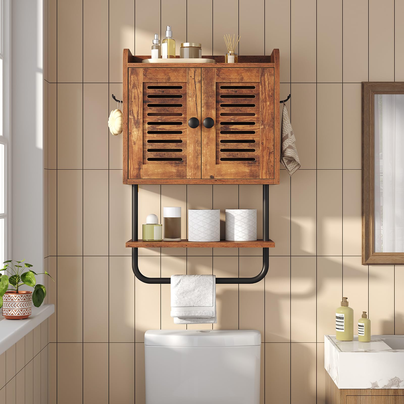 HOOBRO rustic brown with black frame complements rustic and modern interiors