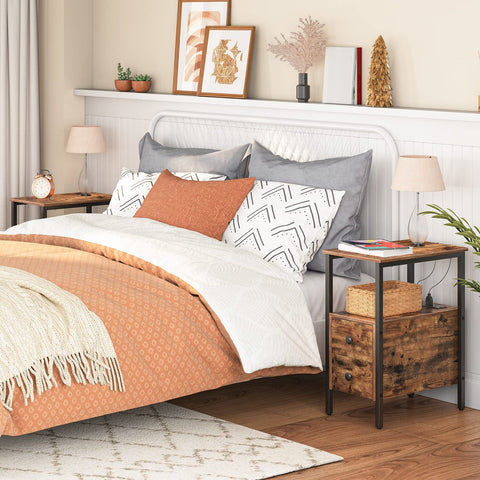 HOOBRO nightstand-style table serves as a compact bedroom surface.