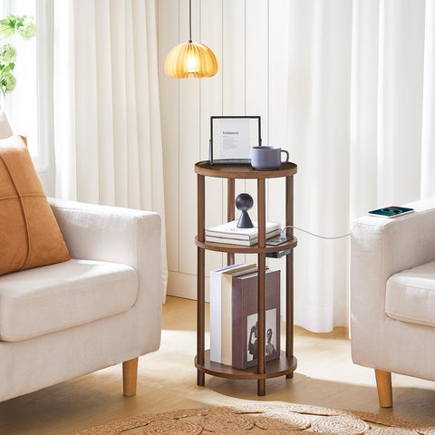 HOOBRO bedside-table with guard rail keeps items secure at night
