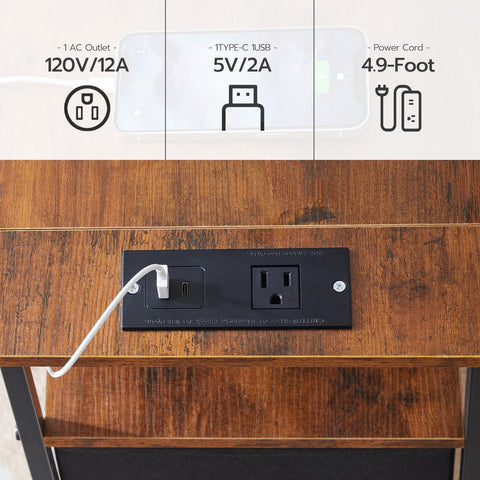 HOOBRO bedside slim profile table suitable for small rooms and tight spaces.