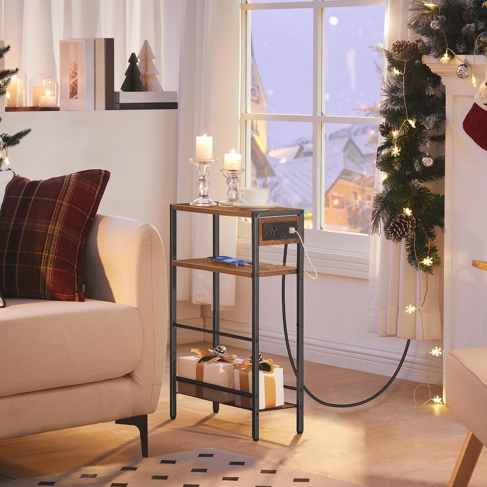 HOOBRO BF102UBZ01 slim-height end table fit for small spaces