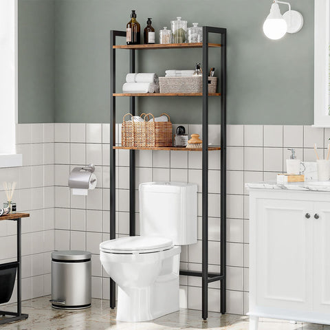 HOOBRO BF41TS01 3-tier shelves in use organizing towels, TP, and candles