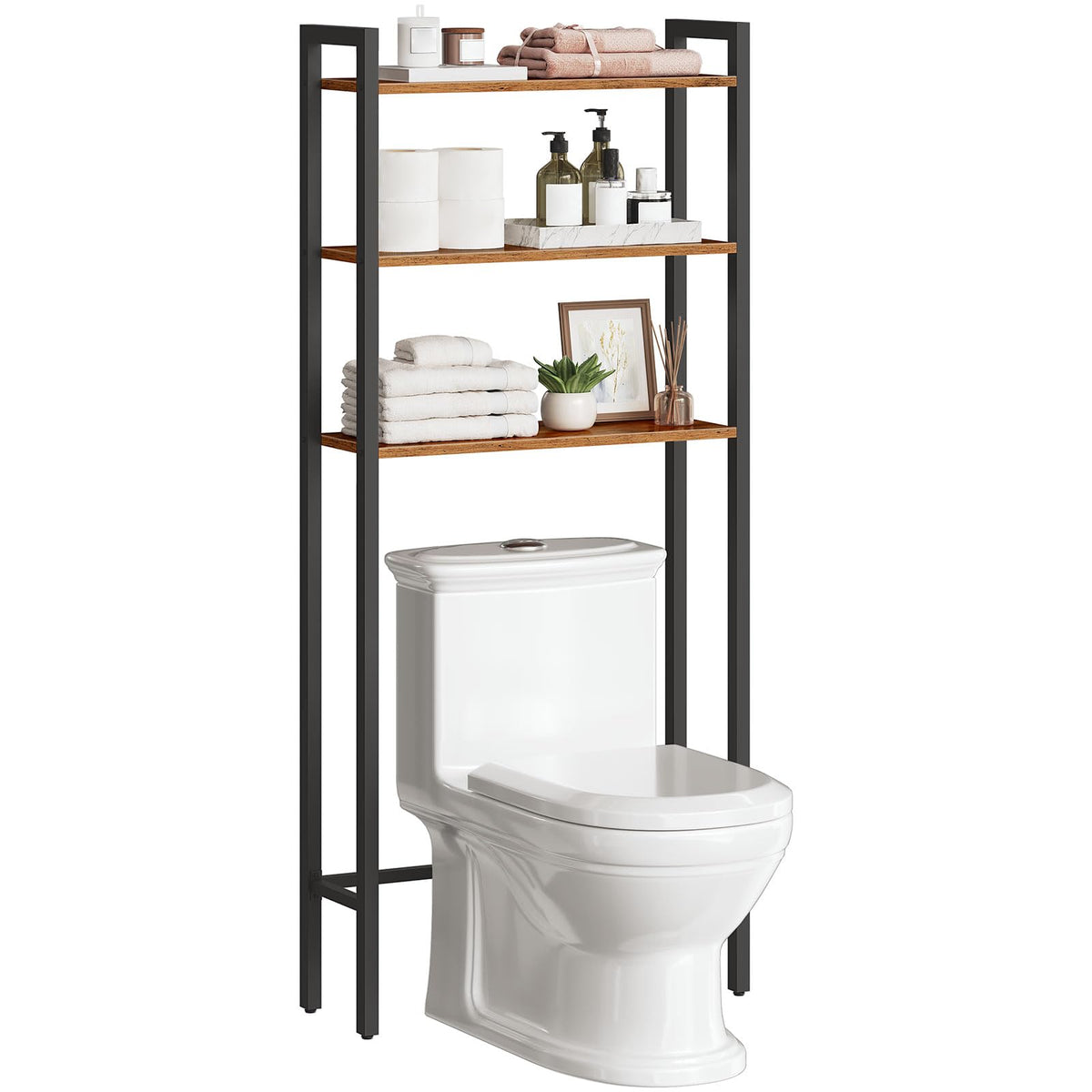 HOOBRO BF41TS01 front view of space-saving over-the-toilet organizer for towels and essentials