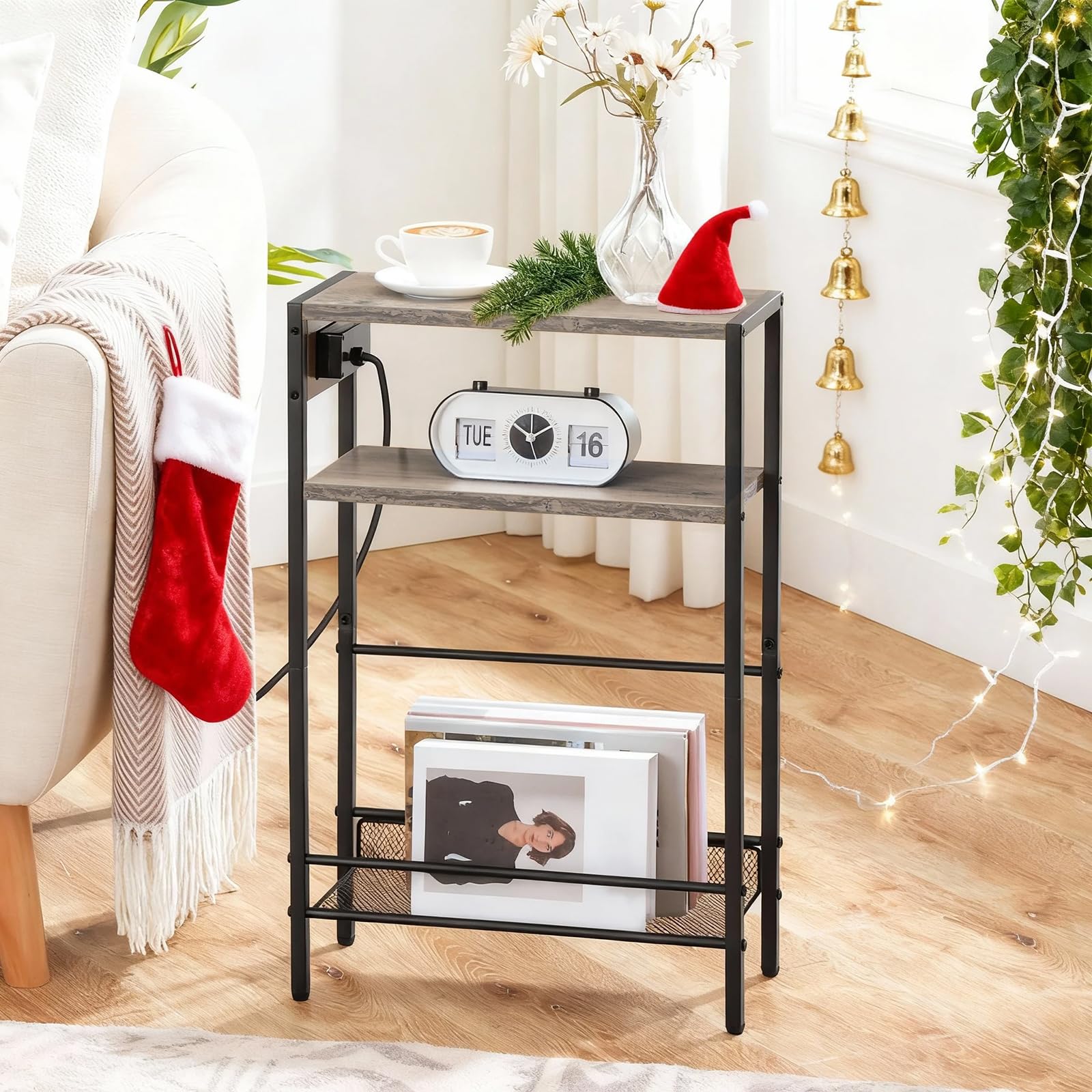 HOOBRO BG102UBZ01 open shelves organize remotes and glasses for a tidy living room.