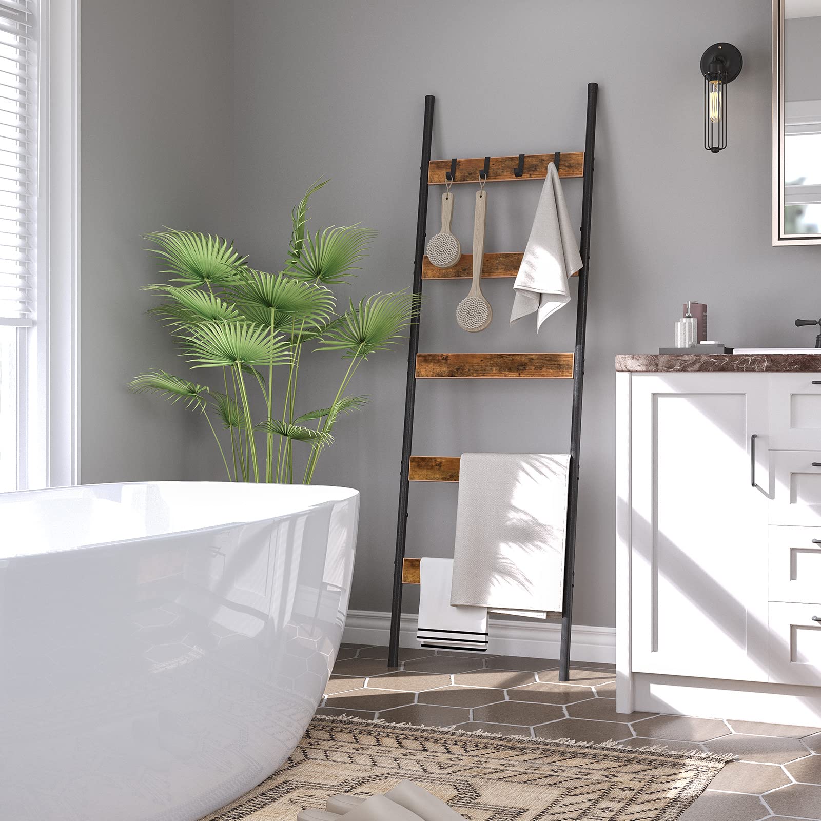 HOOBRO Blanket Ladder anti-tip kit enhances stability on uneven floors.
