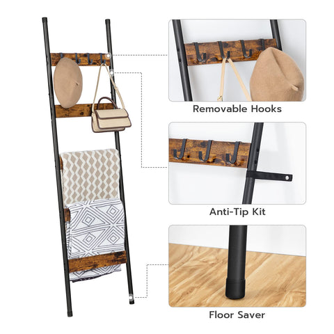 HOOBRO Blanket Ladder vintage particle board offers warm rustic charm.