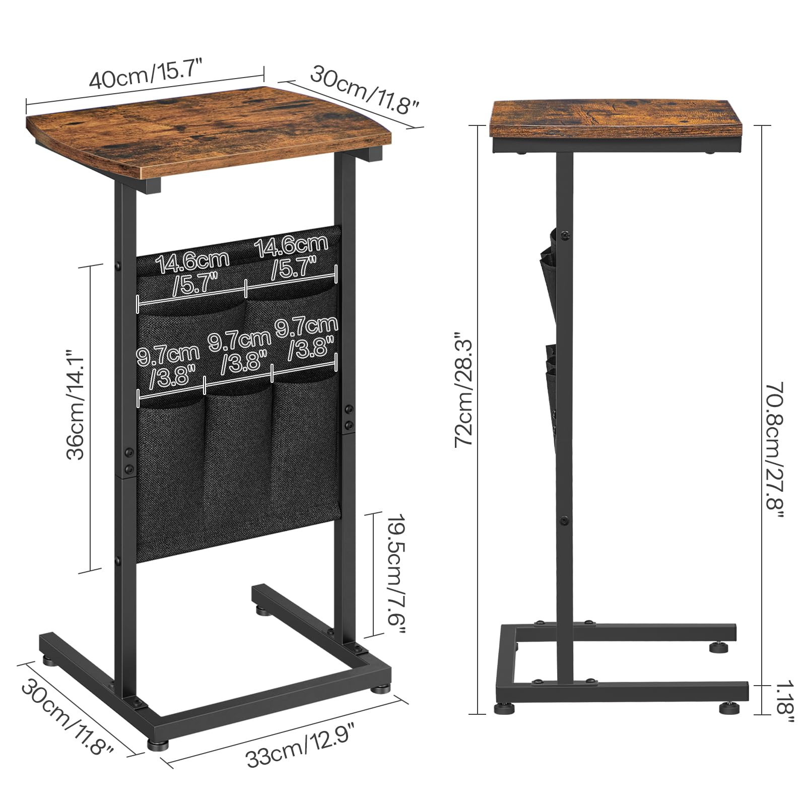HOOBRO end table supports up to 30 lb of items