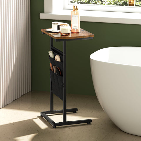 HOOBRO C-shaped end table with adjustable feet stays stable on uneven floors