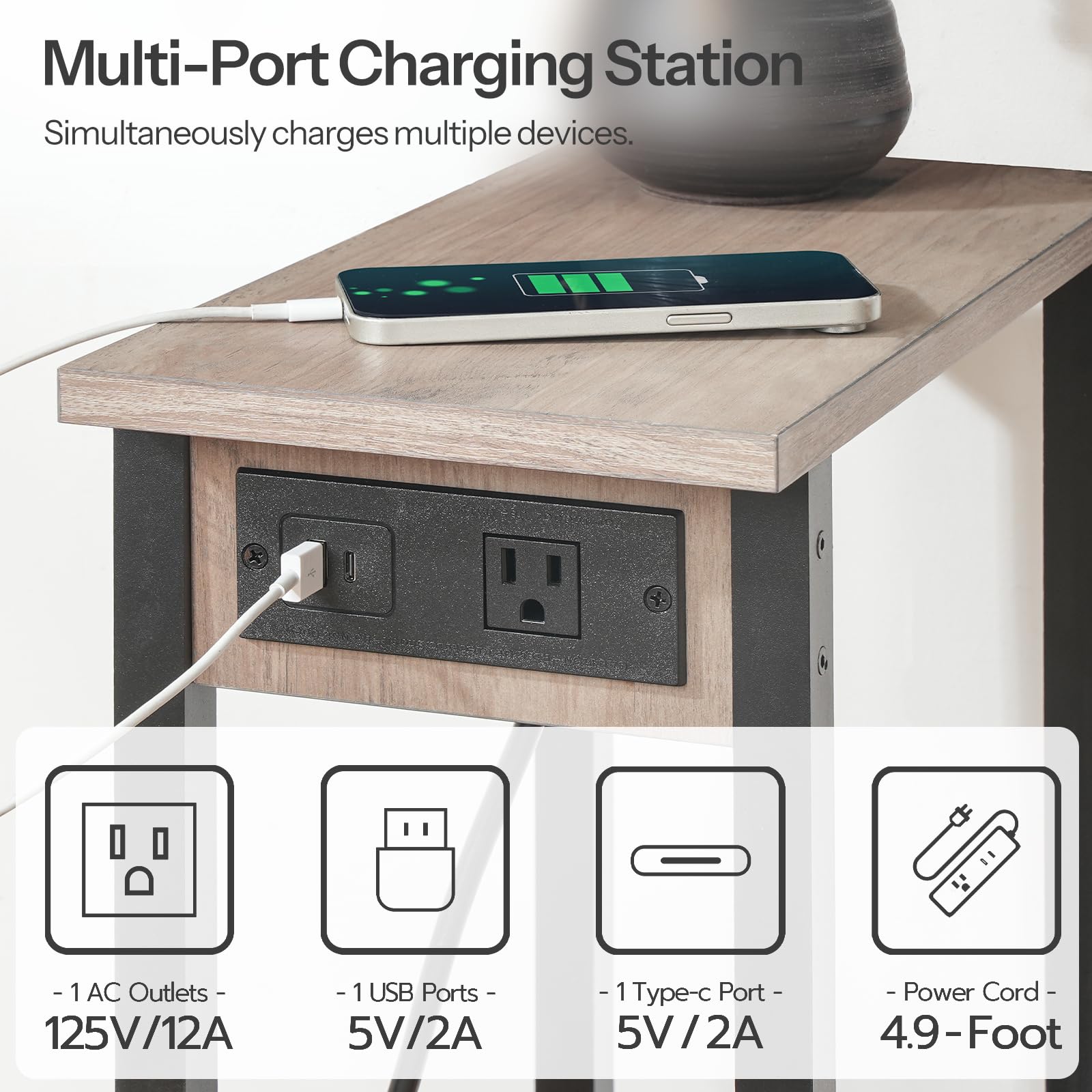 HOOBRO charging station offers AC outlet, USB, and Type-C ports.