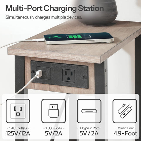 HOOBRO charging station offers AC outlet, USB, and Type-C ports.