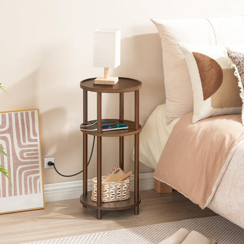HOOBRO compact round table easy to move between sofa and bed