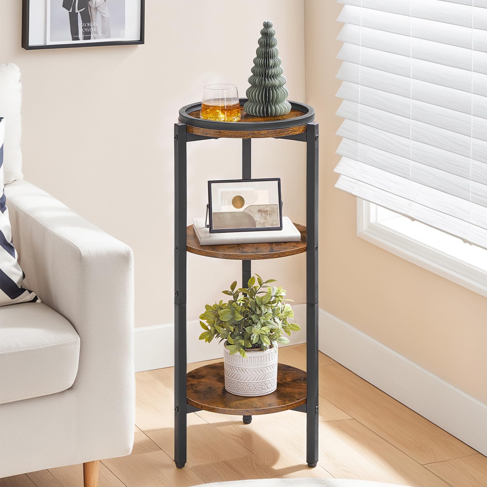 HOOBRO compact round table fits small corners for extra storage