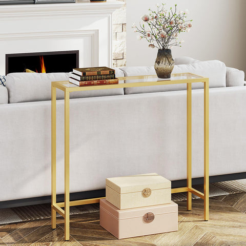 HOOBRO compact side table behind the couch adds convenient surface space.