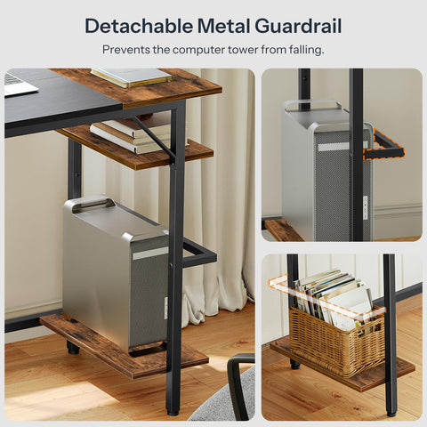 HOOBRO Computer Desk black metal frame providing sturdy support