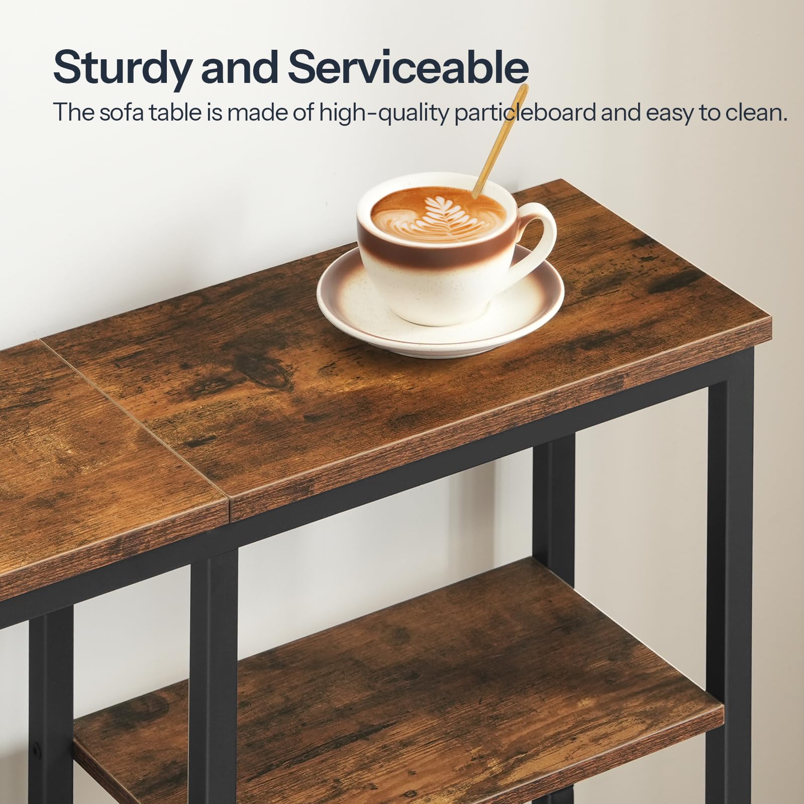 HOOBRO console table adjustable feet protect floors on uneven surfaces