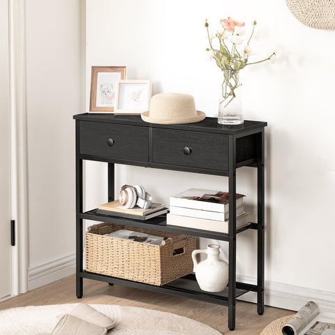 HOOBRO console table black metal frame offers sturdy support for everyday items