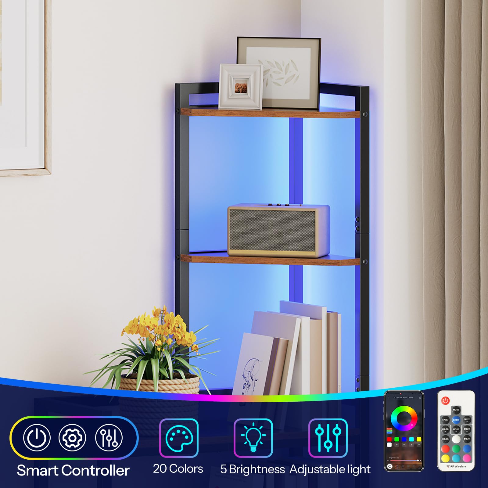 HOOBRO corner shelf fits 90-degree corners to maximize small rooms.