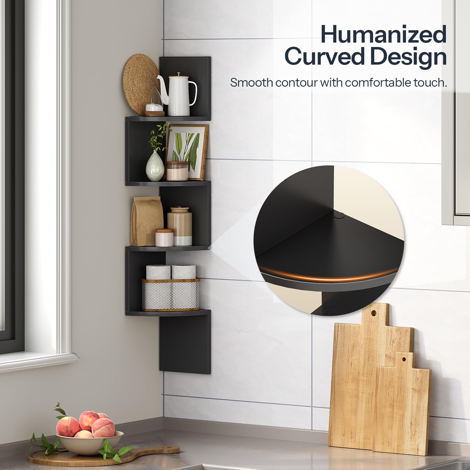 HOOBRO corner shelf home office workspace for compact storage.