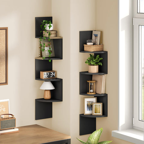 HOOBRO corner shelf living room display ideas and organization.