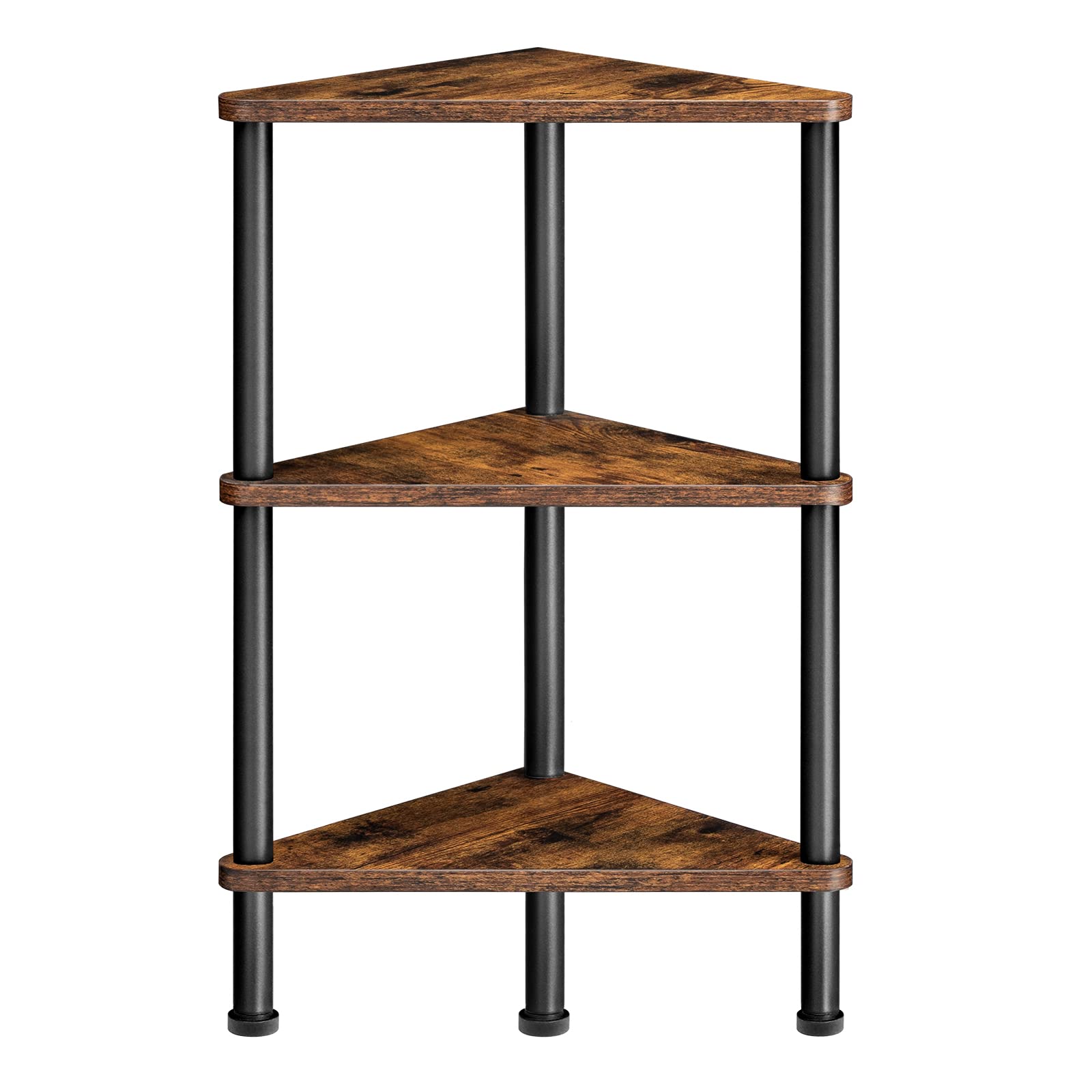 HOOBRO corner shelf stand with 3-tier display for compact living spaces.
