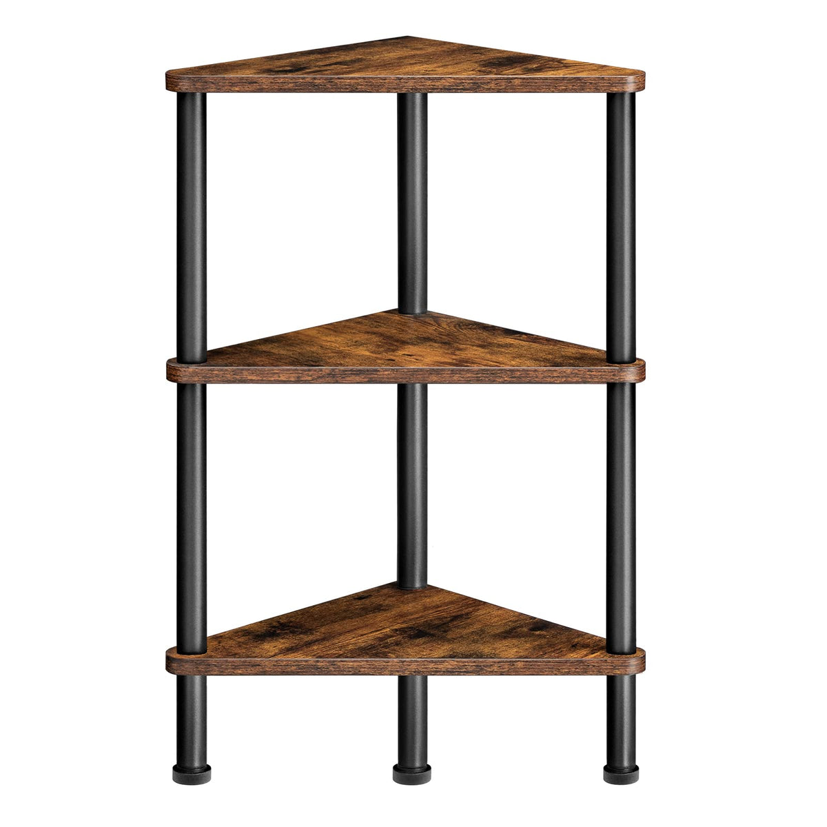 HOOBRO corner shelf stand with 3-tier display for compact living spaces.
