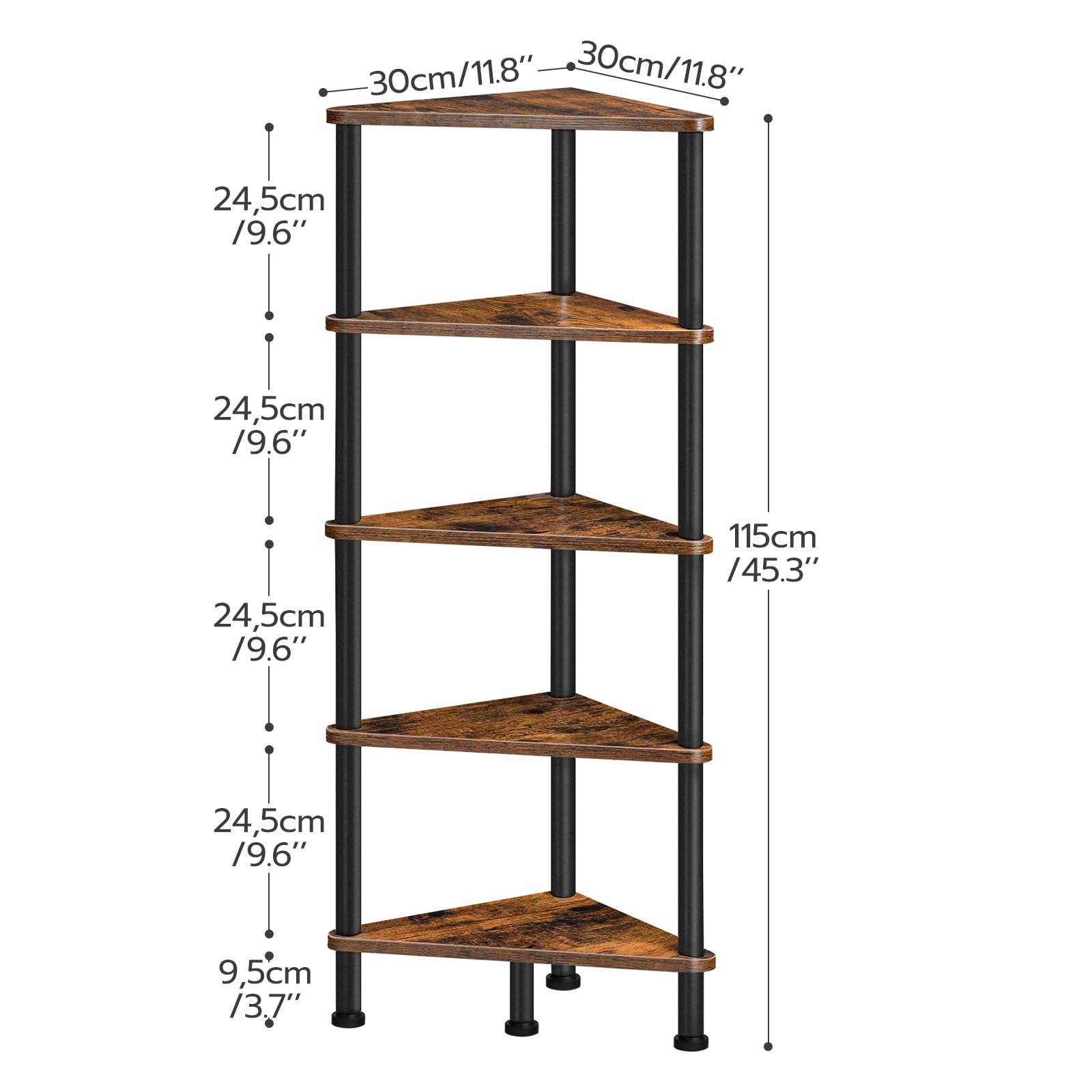 HOOBRO corner shelf stand five-tier shelves maximize small-space storage ideas.