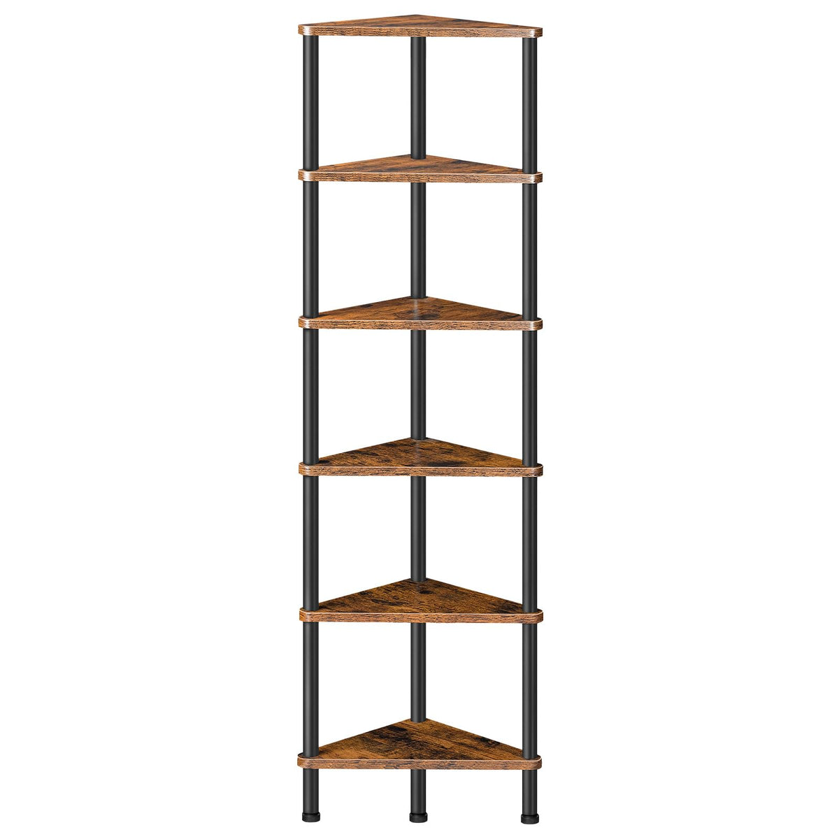 HOOBRO corner shelf stand six-tier display in a living room