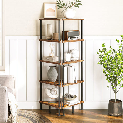 HOOBRO corner shelf stand corner display fits tight spaces with style.