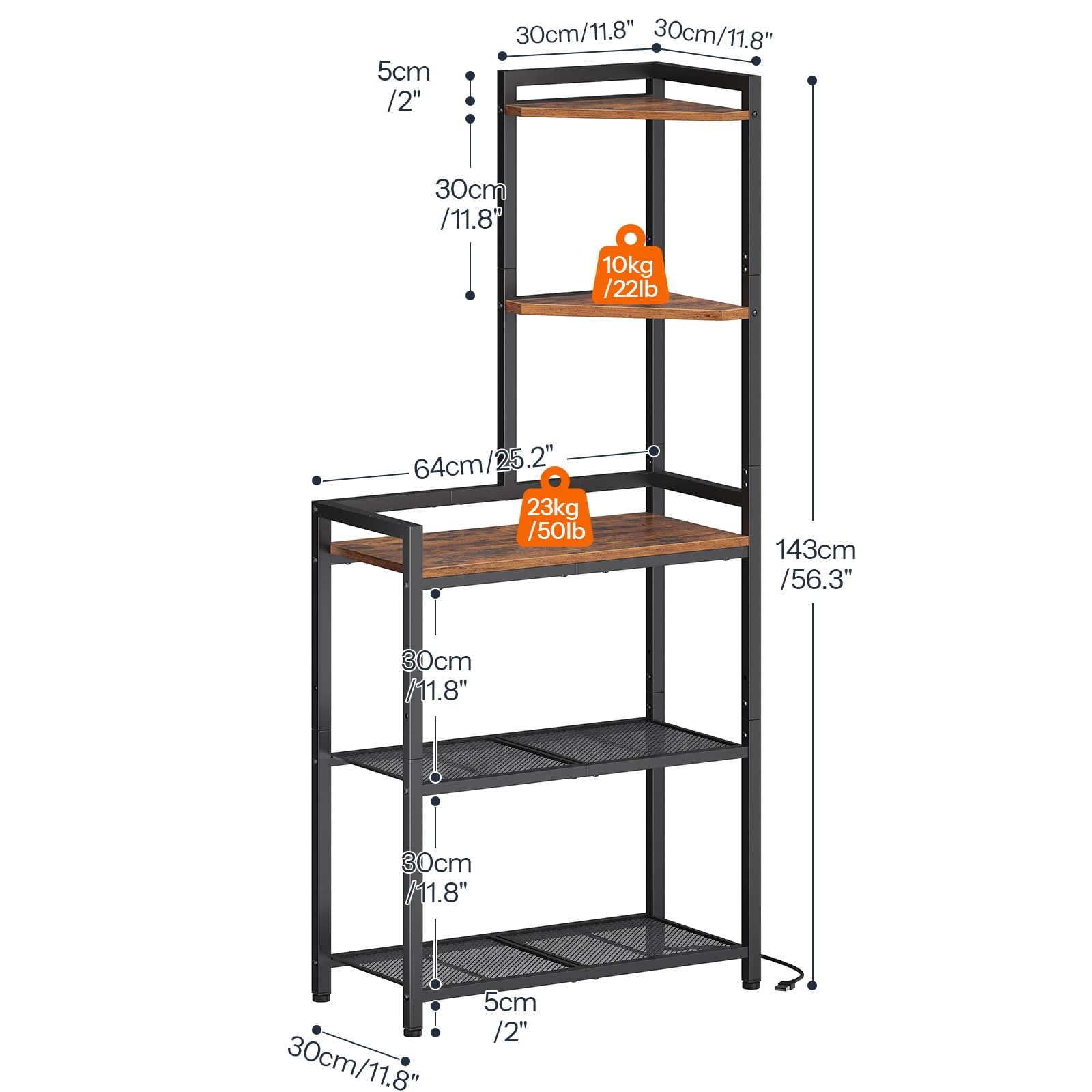 HOOBRO 56.3-inch tall stand offers adjustable lower shelves for varied items.