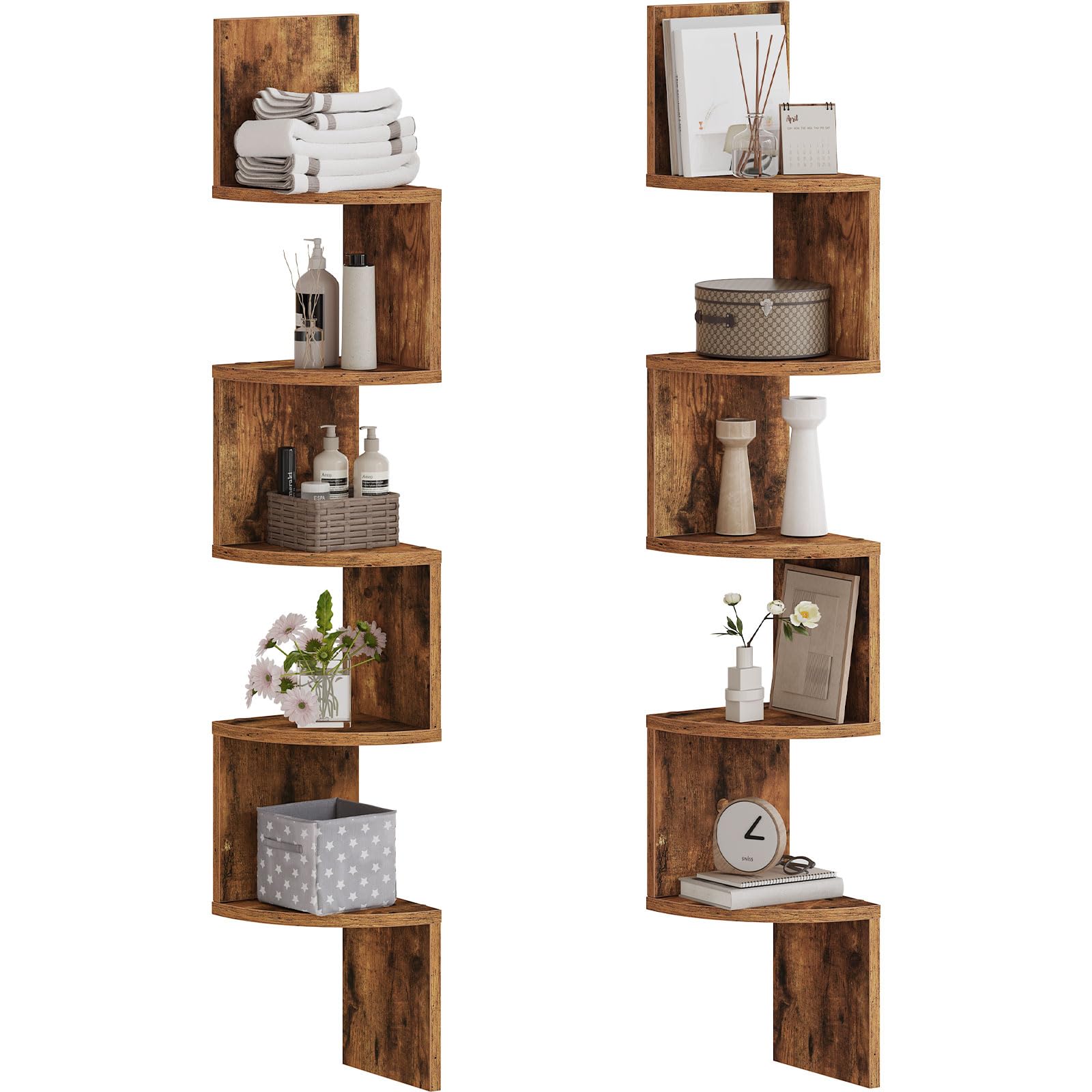 HOOBRO corner shelf wall-mounted two-piece set for versatile display and organization.