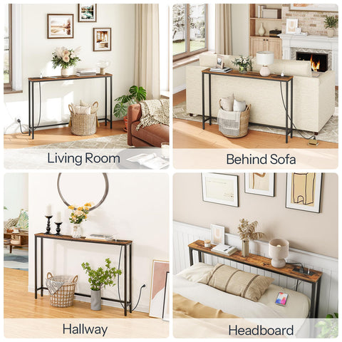 Hoobro durable engineered wood surface for daily use behind the couch.