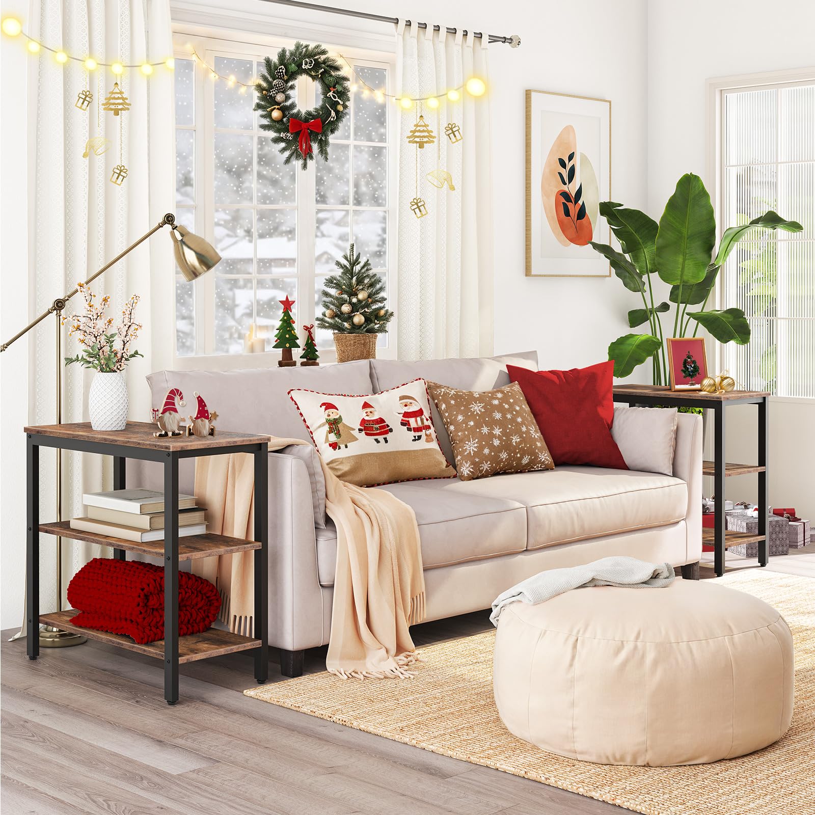 HOOBRO end table highlights a 3-tier shelf for organized living room storage.