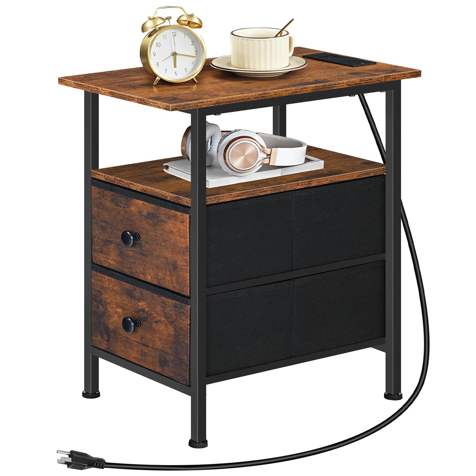 HOOBRO end table adjustable feet stabilize on uneven floors