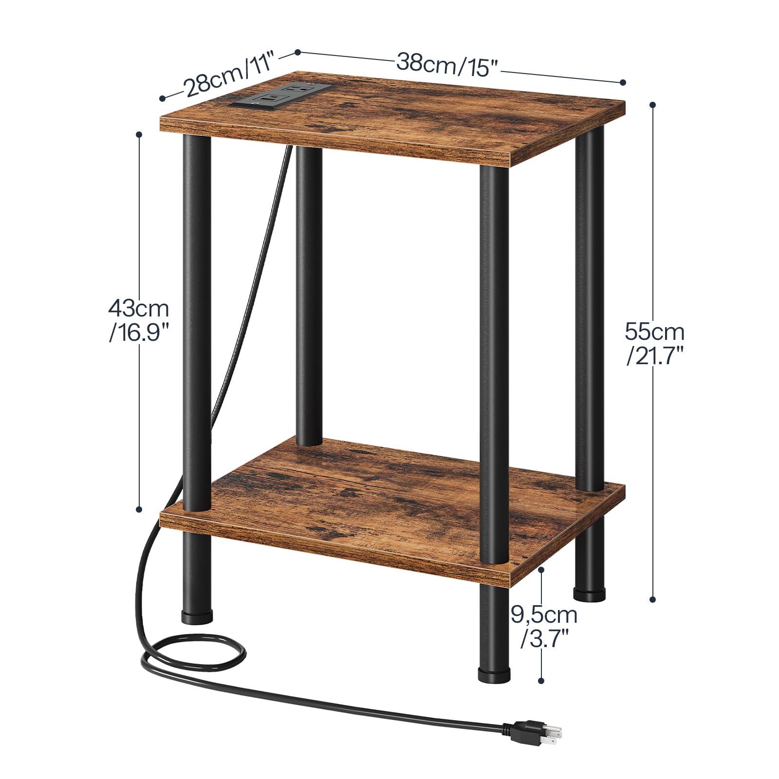 HOOBRO side table featuring adjustable feet for level placement