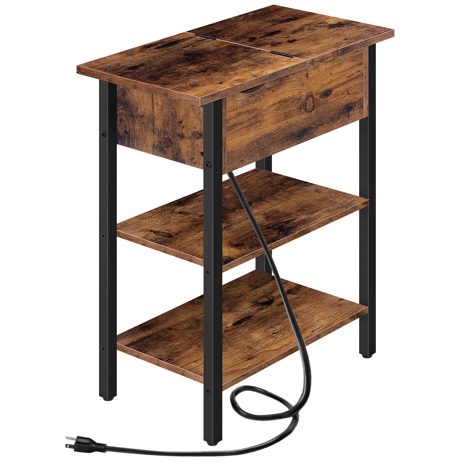 HOOBRO end table with adjustable feet protects floors and stabilizes on uneven surfaces.