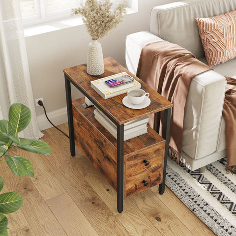 HOOBRO end table adjustable feet protect floors and stabilize.