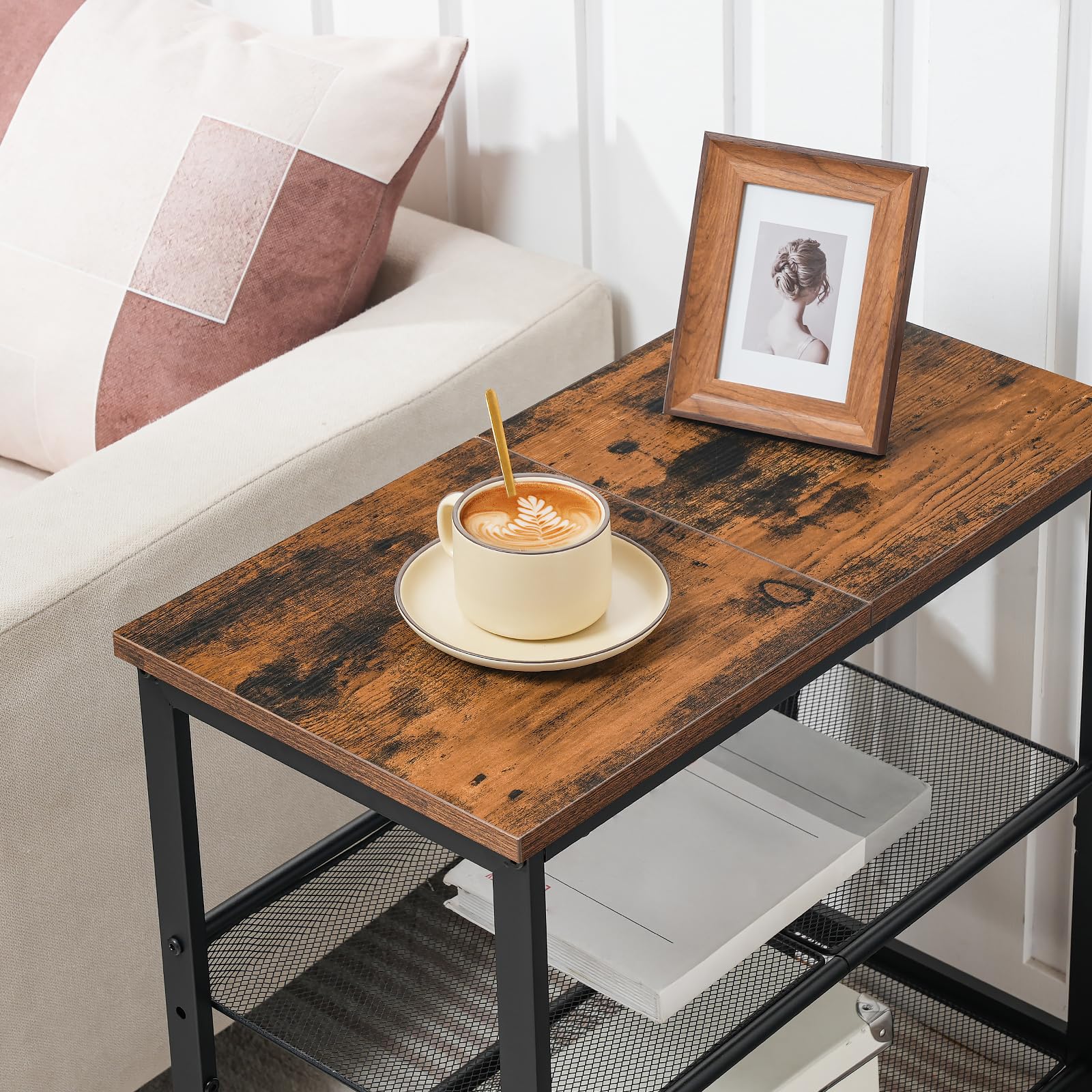HOOBRO end table adjustable shelves tailor storage